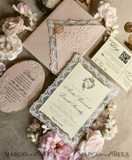 WEDDING INVITATIONS vintage lace/ rustic lace Lace Wedding invitation Embossed 30