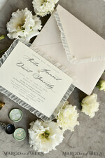 WEDDING INVITATIONS vintage lace/ rustic lace Personalized Golden Wedding invitations Vintage Lace Invites Ivory18