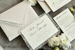 WEDDING INVITATIONS vintage lace/ rustic lace Personalized Golden Wedding invitations Vintage Lace Invites Ivory18