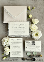 WEDDING INVITATIONS vintage lace/ rustic lace Personalized Golden Wedding invitations Vintage Lace Invites Ivory18