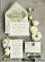 WEDDING INVITATIONS vintage lace/ rustic lace Personalized Golden Wedding invitations Vintage Lace Invites Ivory18