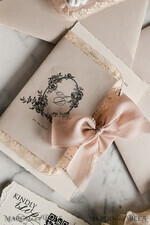 WEDDING INVITATIONS vintage lace/ rustic lace Personalized Golden Wedding invitations Vintage Lace Invites Beige45