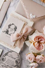WEDDING INVITATIONS vintage lace/ rustic lace Personalized Golden Wedding invitations Vintage Lace Invites Beige45