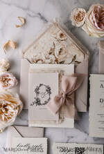 WEDDING INVITATIONS vintage lace/ rustic lace Personalized Golden Wedding invitations Vintage Lace Invites Beige45