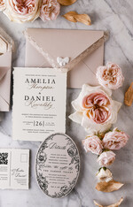 WEDDING INVITATIONS vintage lace/ rustic lace Personalized Golden Wedding invitations Vintage Lace Invites Beige45