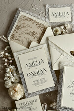 WEDDING INVITATIONS vintage lace/ rustic lace Personalized Golden Wedding invitations Vintage Lace Invites Ivory43