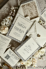 WEDDING INVITATIONS vintage lace/ rustic lace Personalized Golden Wedding invitations Vintage Lace Invites Ivory43