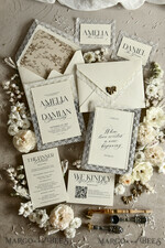 WEDDING INVITATIONS vintage lace/ rustic lace Personalized Golden Wedding invitations Vintage Lace Invites Ivory43