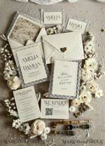WEDDING INVITATIONS vintage lace/ rustic lace Personalized Golden Wedding invitations Vintage Lace Invites Ivory43