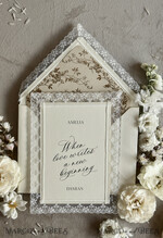 WEDDING INVITATIONS vintage lace/ rustic lace Personalized Golden Wedding invitations Vintage Lace Invites Ivory43