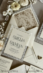 WEDDING INVITATIONS vintage lace/ rustic lace Personalized Golden Wedding invitations Vintage Lace Invites Ivory43