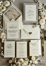 WEDDING INVITATIONS vintage lace/ rustic lace Personalized Golden Wedding invitations Vintage Lace Invites Ivory43