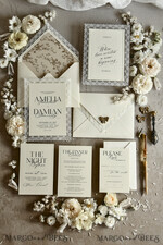 WEDDING INVITATIONS vintage lace/ rustic lace Personalized Golden Wedding invitations Vintage Lace Invites Ivory43