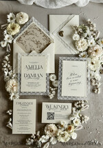 WEDDING INVITATIONS vintage lace/ rustic lace Personalized Golden Wedding invitations Vintage Lace Invites Ivory43