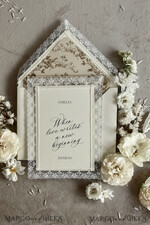 WEDDING INVITATIONS vintage lace/ rustic lace Personalized Golden Wedding invitations Vintage Lace Invites Ivory43