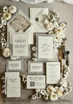WEDDING INVITATIONS vintage lace/ rustic lace Personalized Golden Wedding invitations Vintage Lace Invites Ivory43