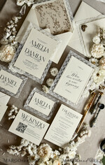 WEDDING INVITATIONS vintage lace/ rustic lace Personalized Golden Wedding invitations Vintage Lace Invites Ivory43