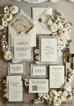 WEDDING INVITATIONS vintage lace/ rustic lace Personalized Golden Wedding invitations Vintage Lace Invites Ivory43