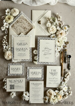 WEDDING INVITATIONS vintage lace/ rustic lace Personalized Golden Wedding invitations Vintage Lace Invites Ivory43