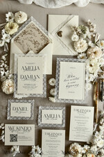 WEDDING INVITATIONS vintage lace/ rustic lace Personalized Golden Wedding invitations Vintage Lace Invites Ivory43