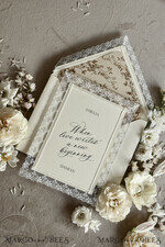 WEDDING INVITATIONS vintage lace/ rustic lace Personalized Golden Wedding invitations Vintage Lace Invites Ivory43