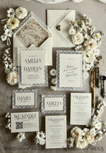 WEDDING INVITATIONS vintage lace/ rustic lace Personalized Golden Wedding invitations Vintage Lace Invites Ivory43