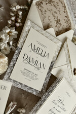 WEDDING INVITATIONS vintage lace/ rustic lace Personalized Golden Wedding invitations Vintage Lace Invites Ivory43