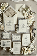 WEDDING INVITATIONS vintage lace/ rustic lace Personalized Golden Wedding invitations Vintage Lace Invites Ivory43