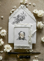 WEDDING INVITATIONS vintage lace/ rustic lace Personalized Golden Wedding invitations Vintage Lace wedding Cards20