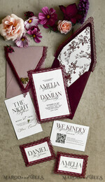 WEDDING INVITATIONS vintage lace/ rustic lace Personalized Golden Wedding invitations Vintage Lace Invites Ivory18