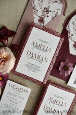 WEDDING INVITATIONS vintage lace/ rustic lace Personalized Golden Wedding invitations Vintage Lace Invites Ivory18