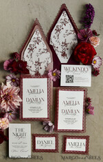 WEDDING INVITATIONS vintage lace/ rustic lace Personalized Golden Wedding invitations Vintage Lace Invites Ivory18