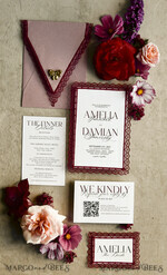 WEDDING INVITATIONS vintage lace/ rustic lace Personalized Golden Wedding invitations Vintage Lace Invites Ivory18