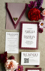 WEDDING INVITATIONS vintage lace/ rustic lace Personalized Golden Wedding invitations Vintage Lace Invites Ivory18