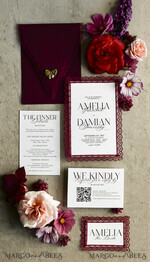 WEDDING INVITATIONS vintage lace/ rustic lace Personalized Golden Wedding invitations Vintage Lace Invites Ivory18