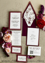 WEDDING INVITATIONS vintage lace/ rustic lace Personalized Golden Wedding invitations Vintage Lace Invites Ivory18