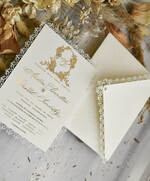 WEDDING INVITATIONS vintage lace/ rustic lace Personalized Golden Wedding invitations Vintage Lace Invites Ivory11