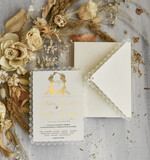 WEDDING INVITATIONS vintage lace/ rustic lace Personalized Golden Wedding invitations Vintage Lace Invites Ivory11