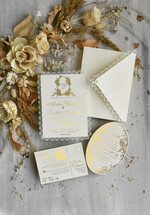 WEDDING INVITATIONS vintage lace/ rustic lace Personalized Golden Wedding invitations Vintage Lace Invites Ivory11