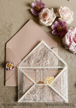 HOCHZEITS EINLADUNGEN vintage Spitze / rustikale Spitze Schnürsenkel-Hochzeitseinladungen mit doppeltem Umschlag Blush & Gold Hochzeitseinladungsset13