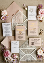 HOCHZEITS EINLADUNGEN vintage Spitze / rustikale Spitze Schnürsenkel-Hochzeitseinladungen mit doppeltem Umschlag Blush & Gold Hochzeitseinladungsset13
