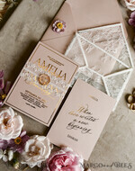HOCHZEITS EINLADUNGEN vintage Spitze / rustikale Spitze Schnürsenkel-Hochzeitseinladungen mit doppeltem Umschlag Blush & Gold Hochzeitseinladungsset13