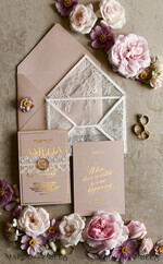 HOCHZEITS EINLADUNGEN vintage Spitze / rustikale Spitze Schnürsenkel-Hochzeitseinladungen mit doppeltem Umschlag Blush & Gold Hochzeitseinladungsset13