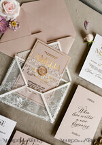 HOCHZEITS EINLADUNGEN vintage Spitze / rustikale Spitze Schnürsenkel-Hochzeitseinladungen mit doppeltem Umschlag Blush & Gold Hochzeitseinladungsset13