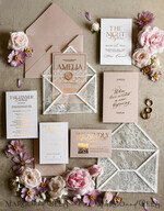 HOCHZEITS EINLADUNGEN vintage Spitze / rustikale Spitze Schnürsenkel-Hochzeitseinladungen mit doppeltem Umschlag Blush & Gold Hochzeitseinladungsset13