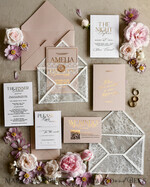 HOCHZEITS EINLADUNGEN vintage Spitze / rustikale Spitze Schnürsenkel-Hochzeitseinladungen mit doppeltem Umschlag Blush & Gold Hochzeitseinladungsset13