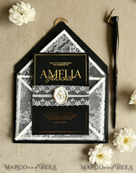 WEDDING INVITATIONS vintage lace/ rustic lace Luxury French Lace Wedding Invitations with Double Envelope Black & Gold Wedding Invitation Suite21