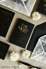 WEDDING INVITATIONS vintage lace/ rustic lace Luxury French Lace Wedding Invitations with Double Envelope Black & Gold Wedding Invitation Suite21