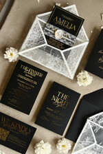 WEDDING INVITATIONS vintage lace/ rustic lace Luxury French Lace Wedding Invitations with Double Envelope Black & Gold Wedding Invitation Suite21