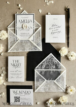 WEDDING INVITATIONS vintage lace/ rustic lace Luxury French Lace Wedding Invitations with Double Envelope | Elegant Black & Ivory Wedding Invitation Suite14